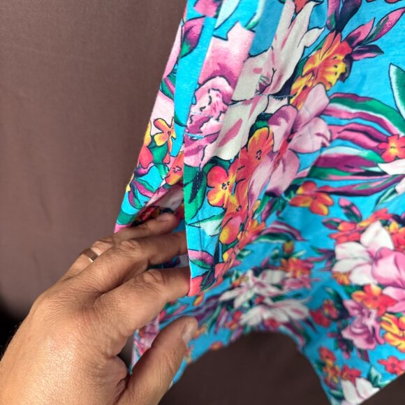 Lands' End Women's M Swim Cover-up Dress Cotton Jersey Sleeveless Turquoise Lily - Picture 4 of 10